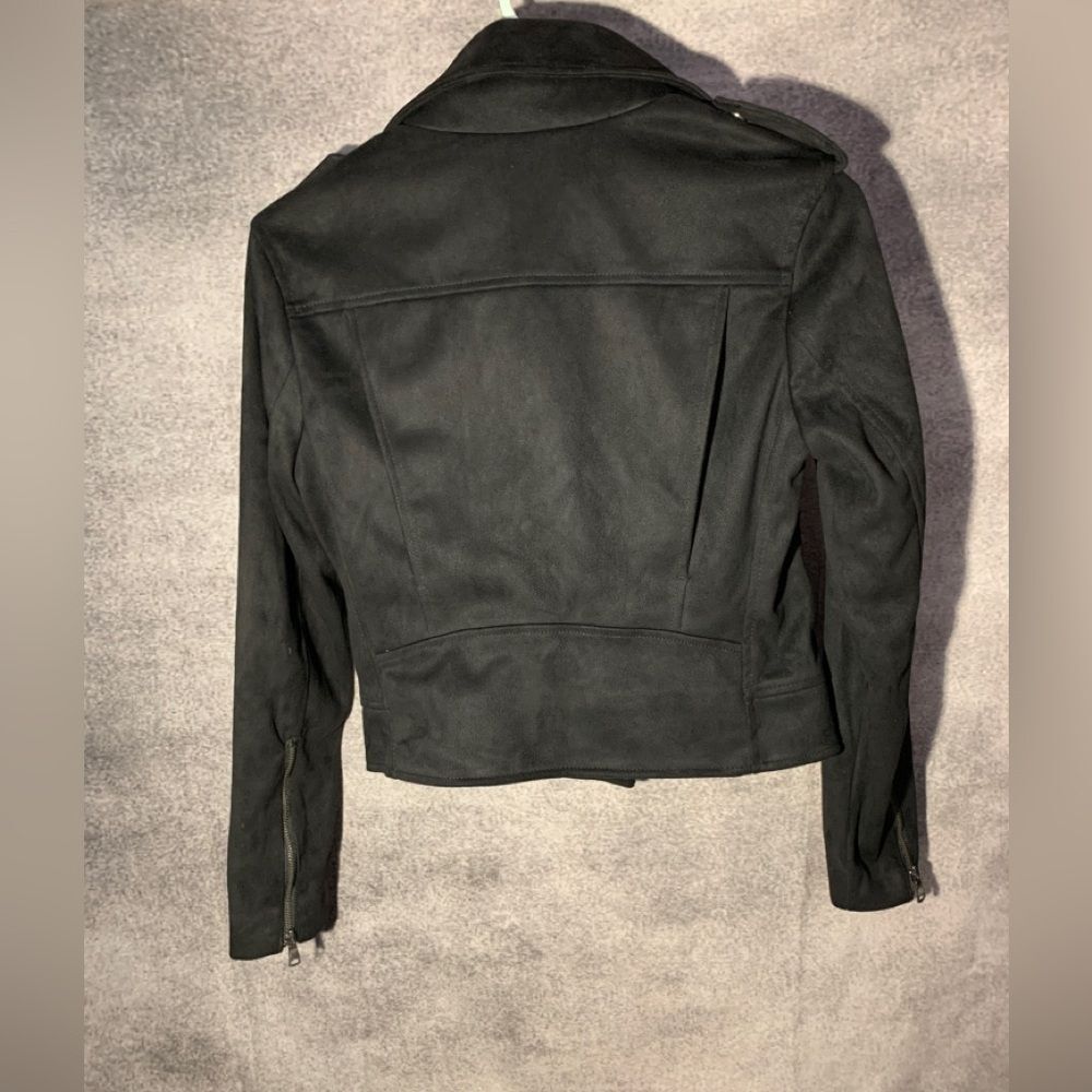 Banana Republic Faux Suede Moto Jacket Womens Black  size XS - Picture 7 of 8